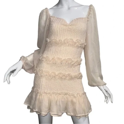 J-for-Justify-Ethereal-Cream-Ruffle-Tiered-Long-Sleeve-Mini-Dress
